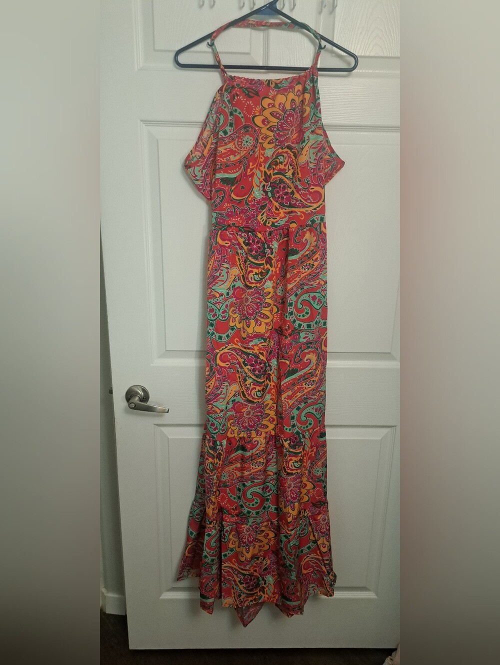 Brand New Boho Paisley Halter Maxi Dress Approx. XL Size 14 Lightweight New - Picture 3 of 13